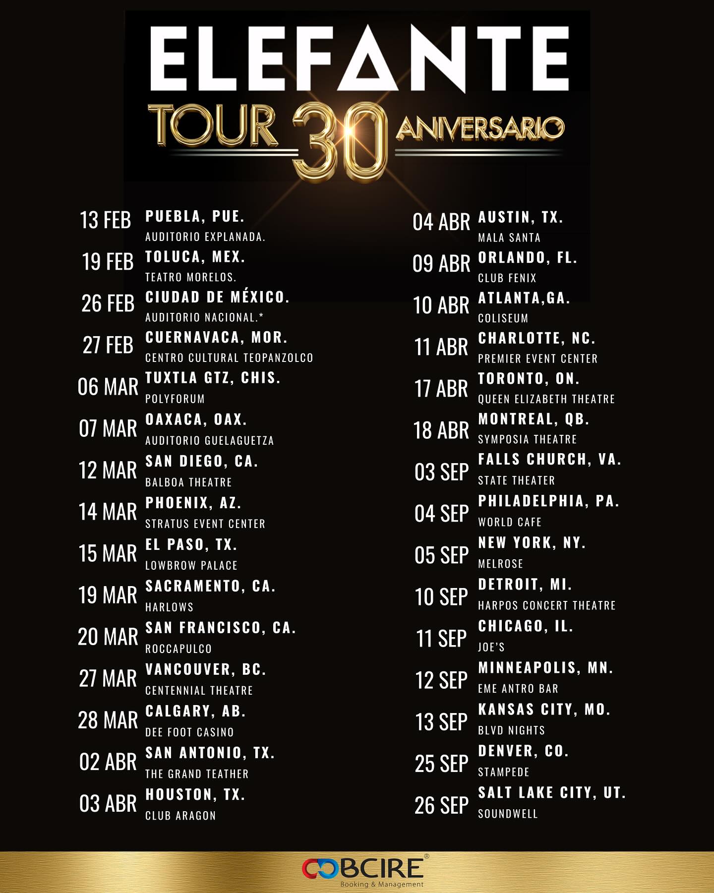 Elefante Tour Poster 2026